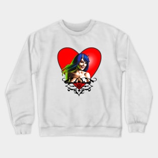 temptation girl with heart and horns Crewneck Sweatshirt